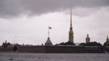 Peter and Paul Fortress in St. Petersburg, Russia. View from the Neva River.