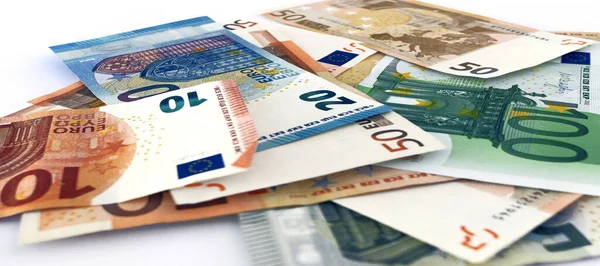 Банкноты Евро Деньги Куча Бумажных Банкнот Евро Составе Платежной Системы — стоковое фото