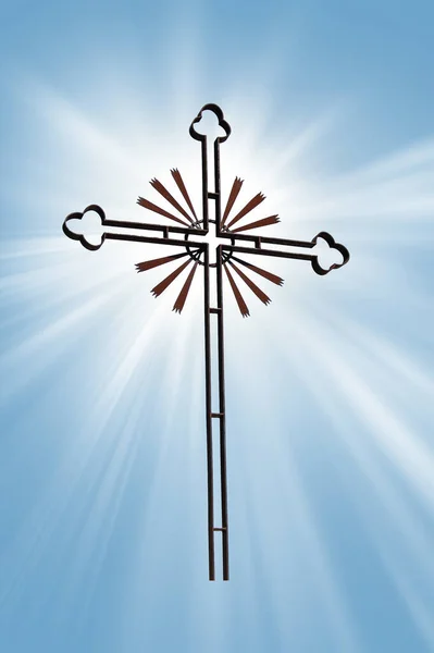 Religious Cross Vivid Blue Sky — Stock Photo, Image