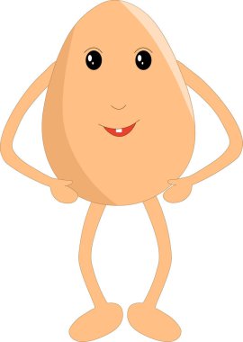 Sevimli, mutlu ve gülümseyen yumurta taşıyıcı çizim karikatürü
