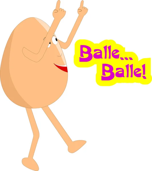 Hint temalı yumurta karikatürü. Mutlu yumurta dansları ve yaşasın. Vektör İllüstrasyonu.