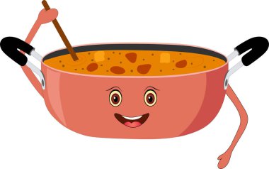 Şirin kadhai (kazan) vektör illüstrasyon çizgi filmi