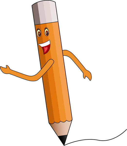 Smiling Pencil Vector Illustration Cartoon 