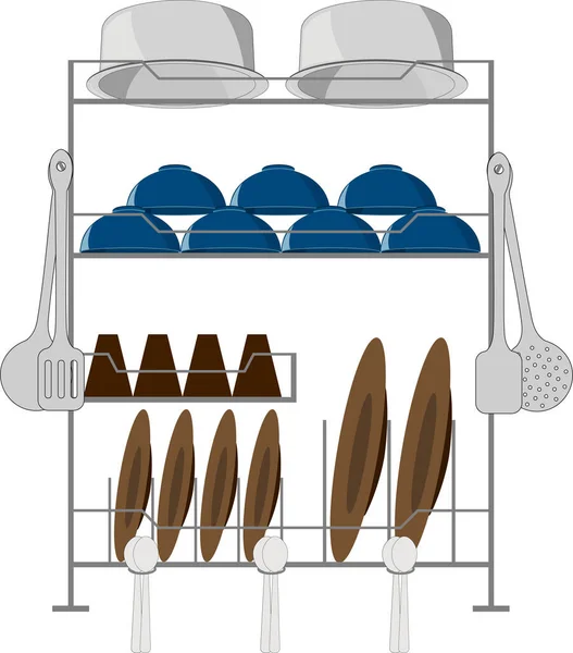 Dish Drying Rack for Kitchen Vector Illustration