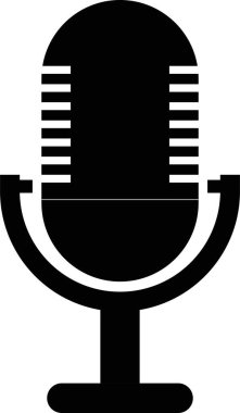Ses Mikrofonu Siluet Vektör İllüstrasyonu
