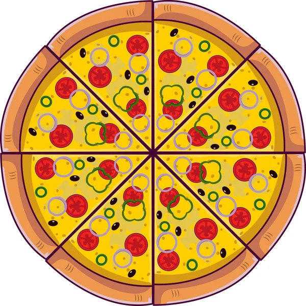 Isolated Full Pizza Illustration Graphic Vektör Grafikler