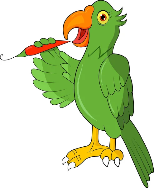 Parrot Eating Red Chili Vector Illustration Graphic — Stock vektor
