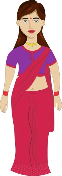 Indiase Vrouwen Dragen Saree Bangles Vector Illustratie Cartoon — Stockvector