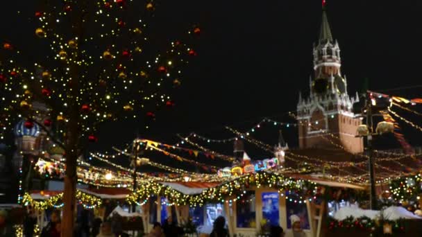 Der Moskauer Kreml am Abend im Winter — Stockvideo