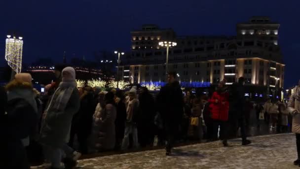 Μόσχα το βράδυ το χειμώνα στο κέντρο — Αρχείο Βίντεο