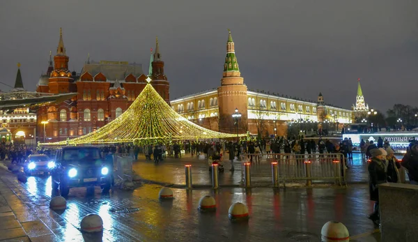 Moscow in the evening in winter in the center — Stock Photo, Image