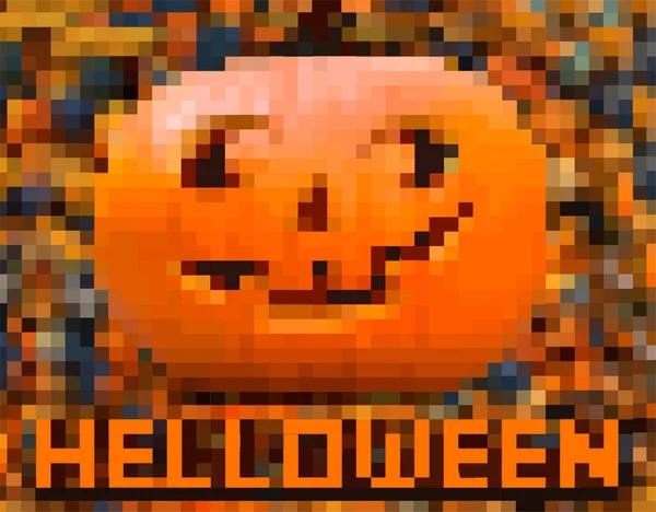Helloween Hintergrund Pixel Lustiger Kürbis Grußkarte Für Party Und Verkauf — Stockvektor