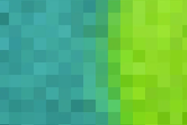 Fondo de cuadrados azules y verdes conectados verticalmente. Textura geométrica. Fondo azul-verde de plazas. Textura azul-verde vectorial de píxeles, espacio para su diseño o texto — Vector de stock