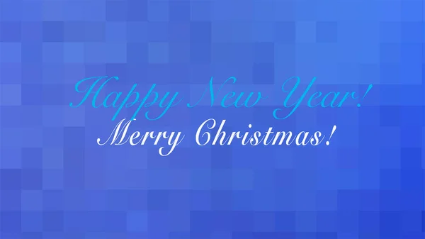 Klassiskt nyår och God Jul hälsningar på en blå bakgrund. Vektor vinter mall för firande dekoration. Nytt år bakgrund för kalender, gratulationskort, banner, omslag, affisch, post — Stock vektor