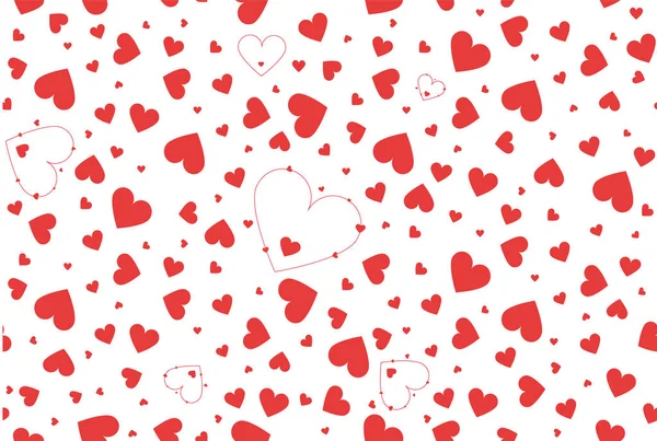 Patrón abstracto de corazones rojos sobre fondo blanco sin costuras para San Valentín diseño vectorial día para la marca, cartel, calendario, tarjeta de colores, bandera, cubierta, sitio web, post. Ilustración vectorial — Vector de stock