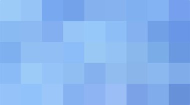 Açık mavi karelerin arka planı. Mavi geometrik doku. Kare gökyüzü mavi piksellerinin vektör deseni. Markalaşma, takvim, kart, pankart, kapak, web sitesi için mozaik karelerin bir yedeği