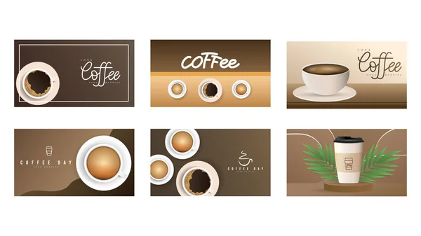 Coffee Shop Logo Cup Tea Beans Vector Illustration — Stock Vector