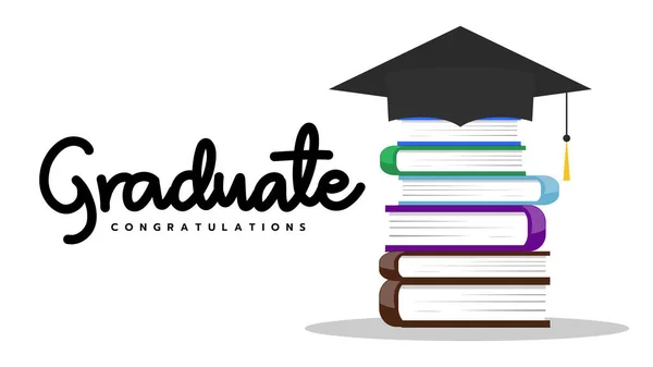 Graduated Book Cap Congratulations Class 2022 Template Design Isolated White — стоковый вектор