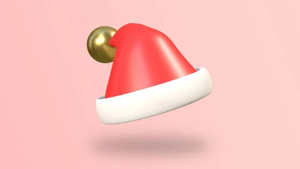 Render Santa Hatt Med Guld Kork Julen Semester Isolerad Rosa — Stockfoto