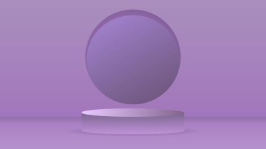 Mor Podyum ve asgari soyut arkaplan, 3D sahne podyum ürünü, kozmetik ürünleri, illüstrasyon 3d Vektör EPS 10