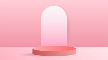 Pembe Podyum 3d içerik şablonu online veya web, Pembe arkaplan, illüstrasyon Vektör EPS 10