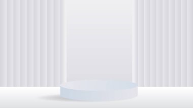Ürün gösterimi için soyut arkaplan ve beyaz podyum ve kırmızı zemin, sunum için 3d podyum, illüstrasyon 3d Vector EPS 10
