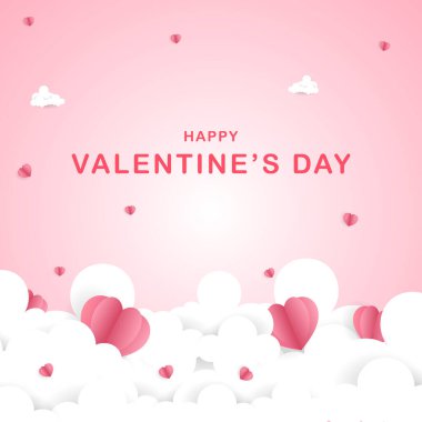 Pembe arka planda kalbi olan Sevgililer Gününüz kutlu olsun, 14 Şubat, Vektör illüstrasyonu EPS 10