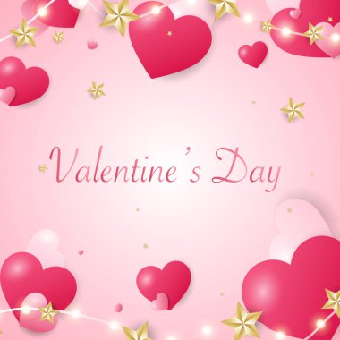 Pembe arka planda kalbi olan Sevgililer Gününüz kutlu olsun, 14 Şubat, Vektör illüstrasyonu EPS 10