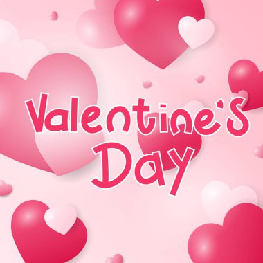 Pembe arka planda kalbi olan Sevgililer Gününüz kutlu olsun, 14 Şubat, Vektör illüstrasyonu EPS 10