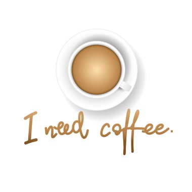 Kahve fincanlı, izole edilmiş arka plan, illüstrasyon vektörü EPS 10.