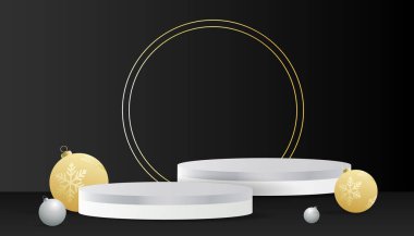 3D illüstrasyon Siyah Podyum Çin Yeni Yıl 2022 siyah temalı ürün arka planı, illüstrasyon Vektörü EPS 10