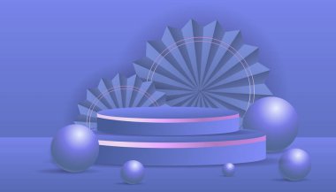 Kırmızı arkaplan üzerinde mor renkli Podyum 3d resim şablonu, çevrimiçi içerik için, illüstrasyon Vektörü EPS 10