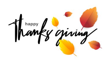 Çerçeve yaprağının sonbaharı beyaz arkaplanda izole edilmiş şükran günü el yazısı web siteniz ve şablonunuz için pankart, Düz Modern tasarım, illüstrasyon Vektörü EPS 10