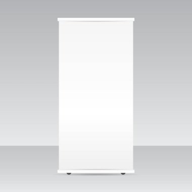 Yuvarlanma standı afişi, arka planda vektör gerçekçi model şirket işi, Düz Modern tasarım, İllüstrasyon Vektörü EPS 10