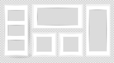 Beyaz resim çerçevesi, gerçekçi dikey resim çerçevesi, resim çerçevesi modelleme şablonu şeffaf arkaplanda izole edilmiş, Düz Modern tasarım, İllüstrasyon Vektörü EPS 10