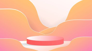 Ürün gösterimi, podyum ve kırmızı arkaplan için soyut zemin, sunum için 3d podyum, illüstrasyon 3d Vector EPS 10