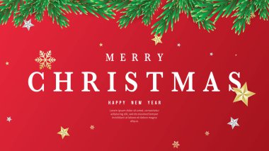 Mutlu Noeller ve mutlu yıllar. Noel tatilinde yaprak iğnesi ve elementi, Düz Modern tasarım, illüstrasyon Vektörü EPS 10