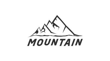 Dağ logosu tasarımı beyaz arkaplanda en az izole edilmiş, illüstrasyon vektörü EPS 10