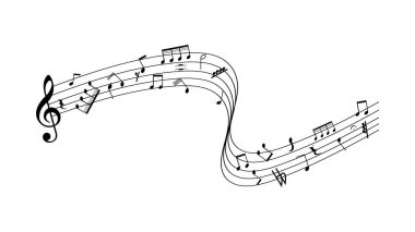 Beyaz arkaplan üzerine müzik notaları, Düz Modern tasarım, illüstrasyon Vektörü EPS 10