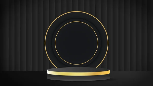 Black Gold Podium Minimal Abstract Background Stage Podium Display Product — стоковый вектор