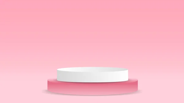 Pink Podium Minimaal Roze Achtergrond Valentijnsdag Podium Display Product Stand — Stockvector