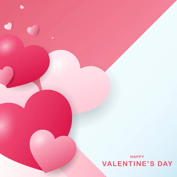 Heart Copy Space Text Valentine Day Pink Background Flat Modern — ストックベクタ