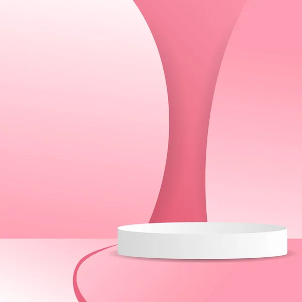 Fehér Dobogó Valentin Napon Rózsaszín Alapon Lapos Modern Design Illusztráció — Stock Vector