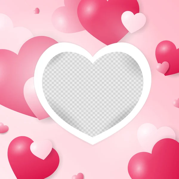 Copy Space Text Heart Valentine Day Pink Background Flat Modern — ストックベクタ