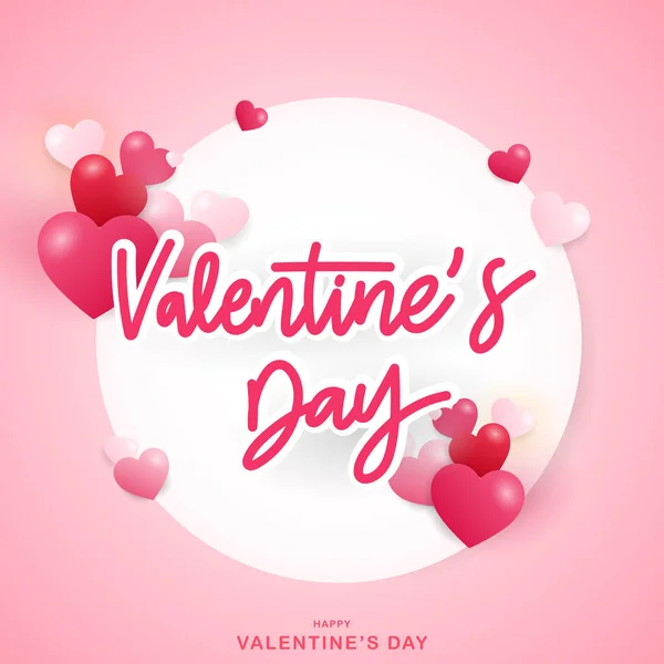 Valentines Day Calligraphy Paper Heart Valentine Day Pink Background Flat — 스톡 벡터