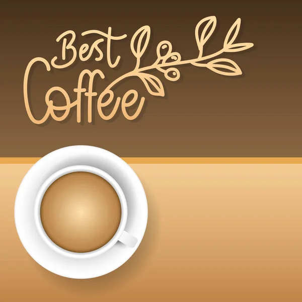 Beste Kaffeehandschrift Mit Kaffeetasse Auf Braunem Hintergrund Illustrationsvektor Eps — Stockvektor