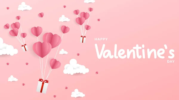 Gift Paper Pink Heart Valentine Day Pink Background Flat Modern — стоковий вектор