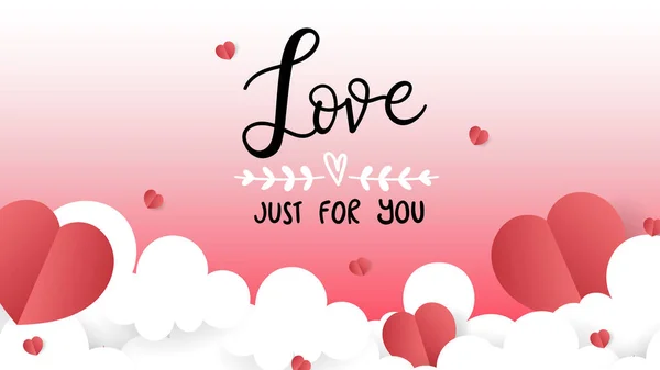 Liefde Speciaal Voor Jou Handtekening Valentijnsdag Met Wolk Hart Roze — Stockvector