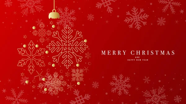 Joyeux Noël Bonne Année Avec Flocon Neige Boule Vacances Noël — Image vectorielle