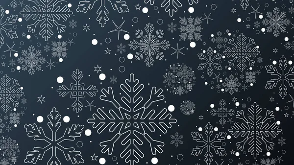 Snöflinga Bakgrund Blå Bakgrund Med Kopieringsutrymme Platt Modern Design Illustration — Stock vektor